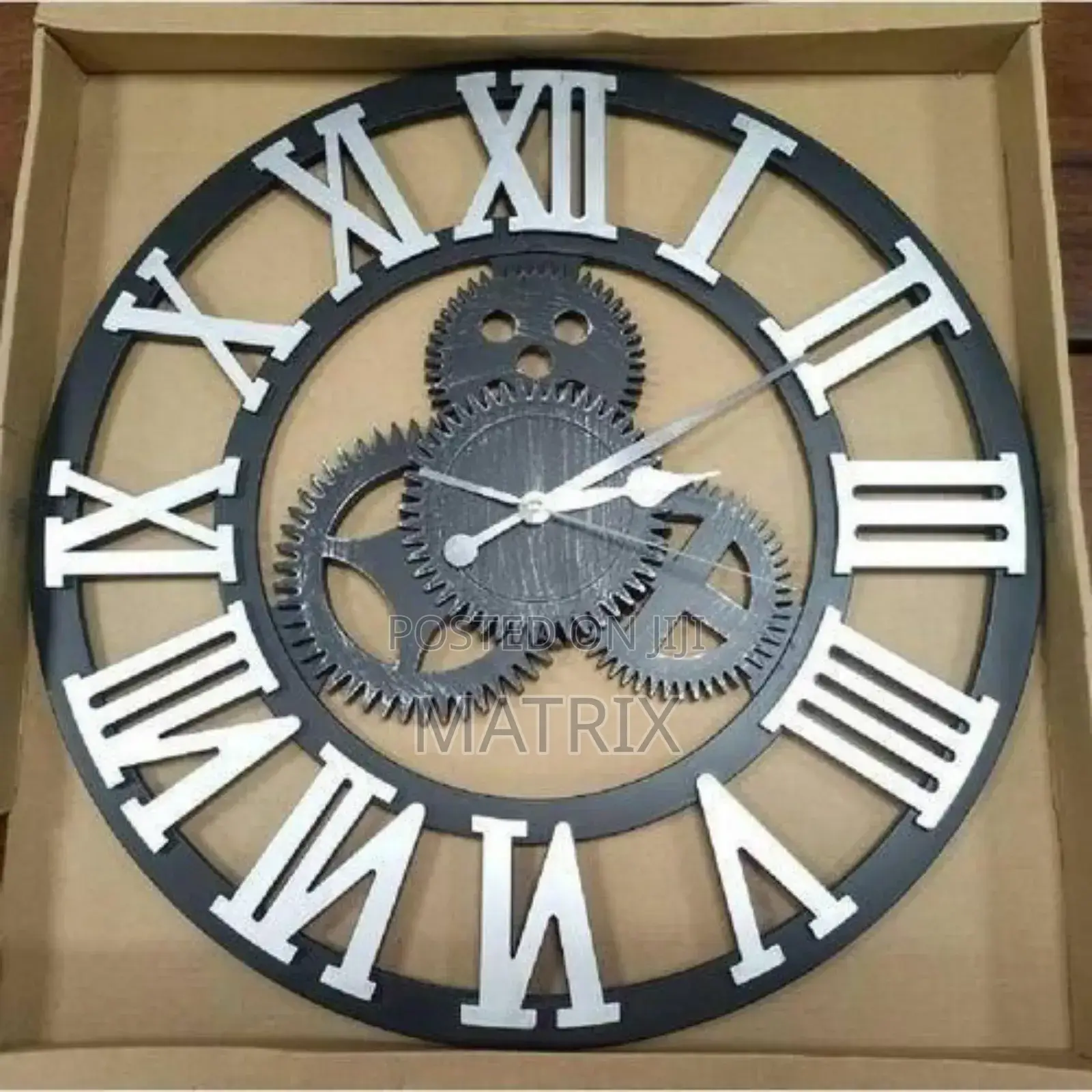 Elegant Oversized Silent Wall Clock With Roman Numerals