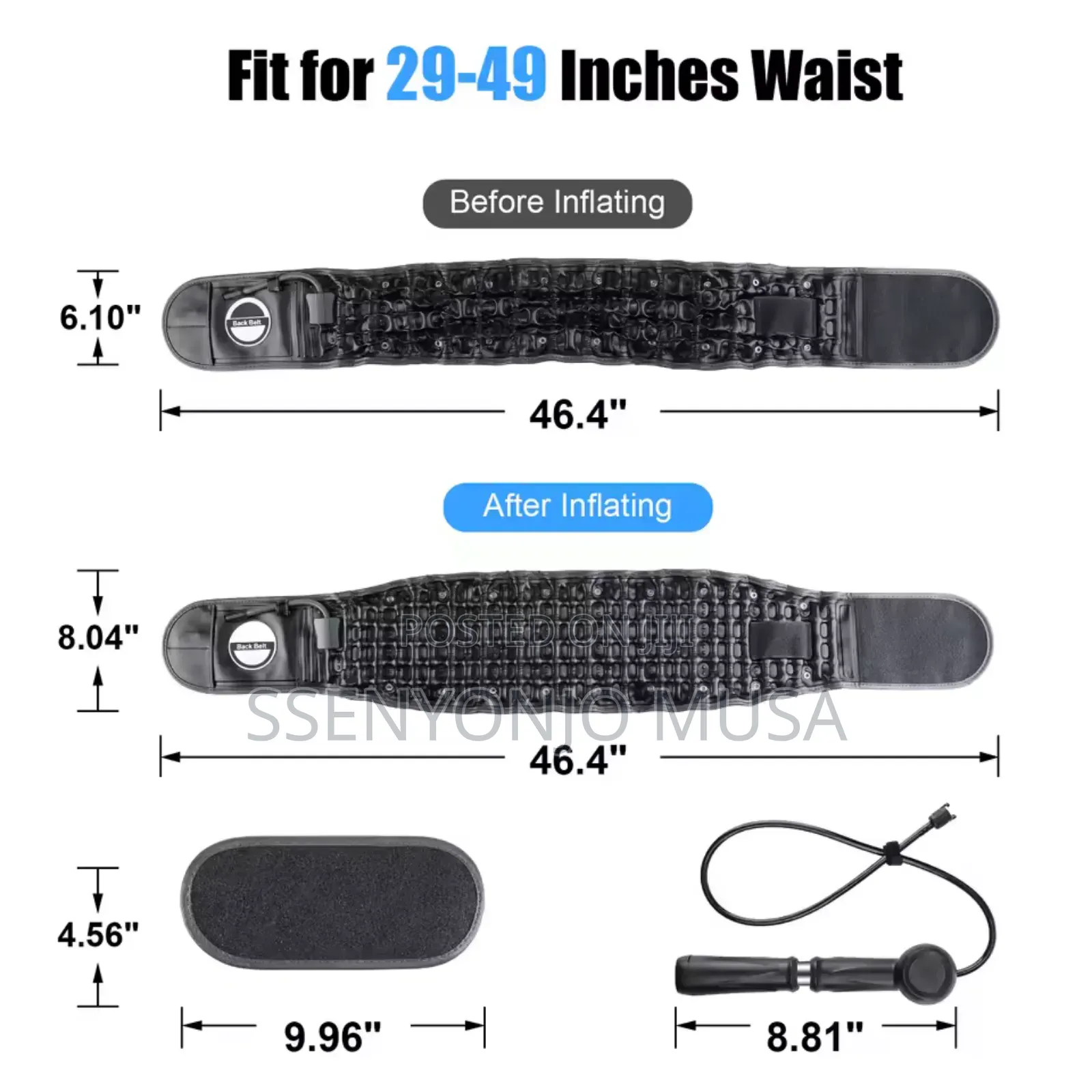 Inflatable Lumbar Support Belt With Air Pump – Adjustable Back Pain