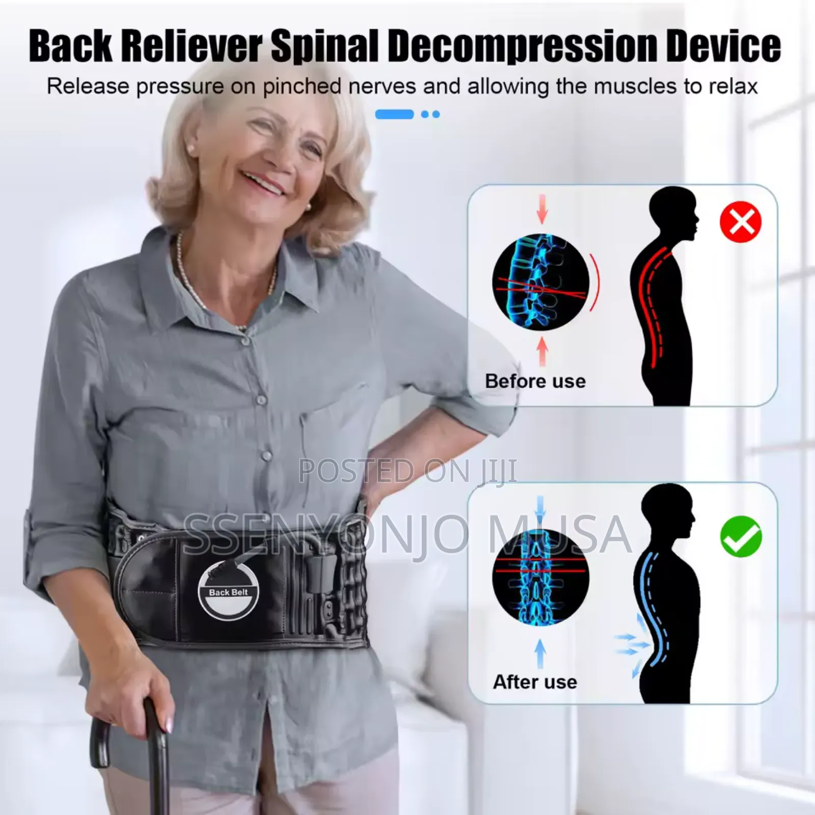 Inflatable Lumbar Support Belt With Air Pump – Adjustable Back Pain