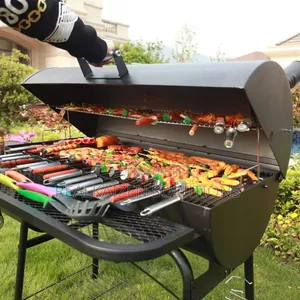 Outdoor Charcoal Offset Smoker Bbq Grill With Thermometer| Wheels|Rack