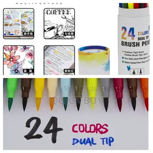 24 Colors Dual Tip Brush Pens