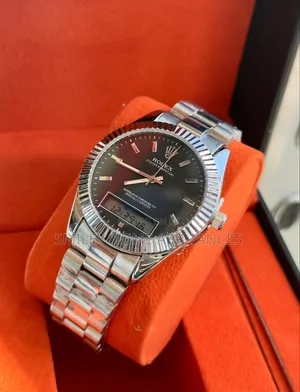 Black Face Silver Strapped Men's Analog Digital Wrist Time Piece