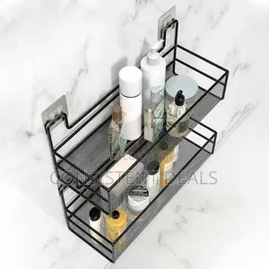2pc Wall Mounted Bathroom Shelf - No Drill Shower & Toilet Organizer