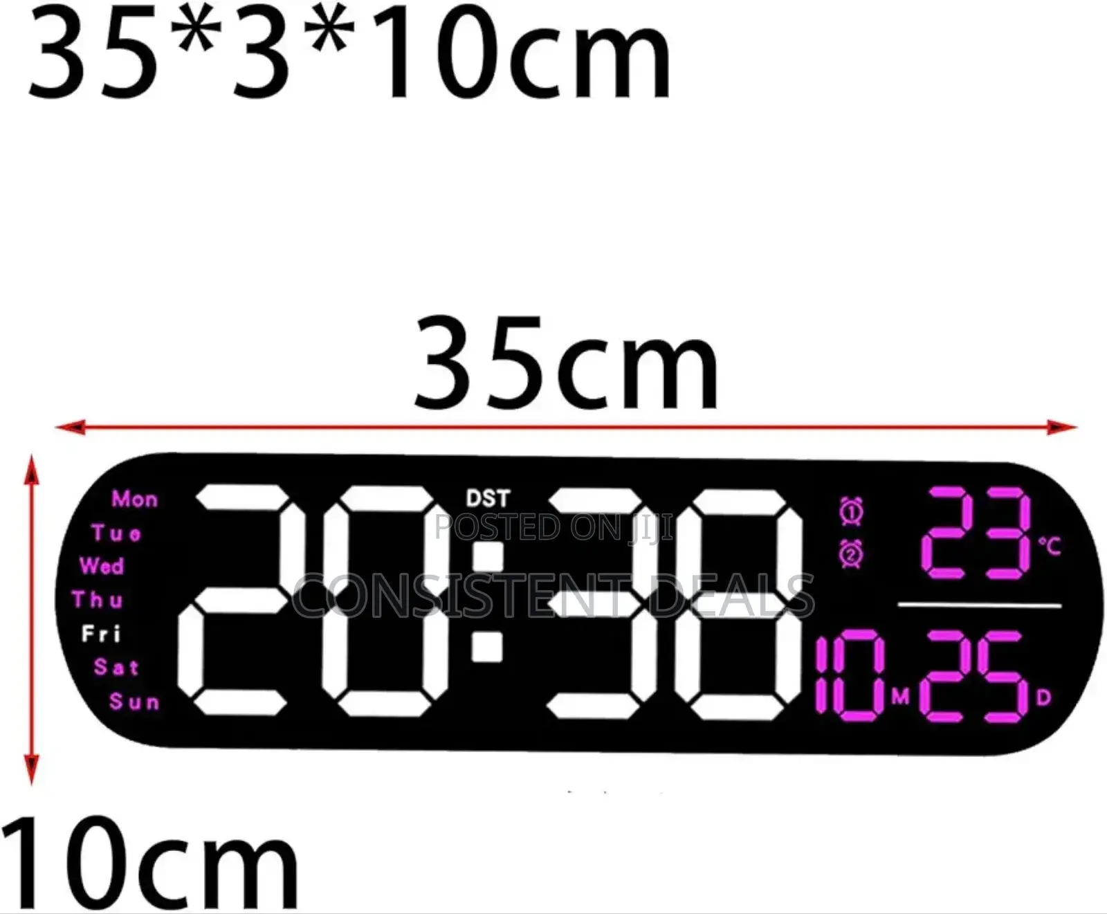 Digital Alarm Clock Temperature Date Week Display For Bedside Bedroom