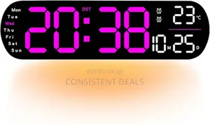 Digital Alarm Clock Temperature Date Week Display For Bedside Bedroom
