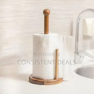 Wooden Paper Towel Holder, 6.7" Large Heavy Base Wooden