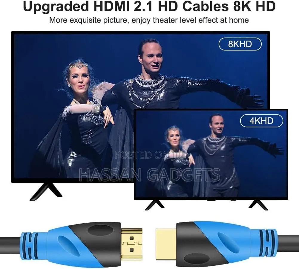 Hdmi Cable 3m (Hdmi 2.1,48gbps) Ultra High Speed Gold