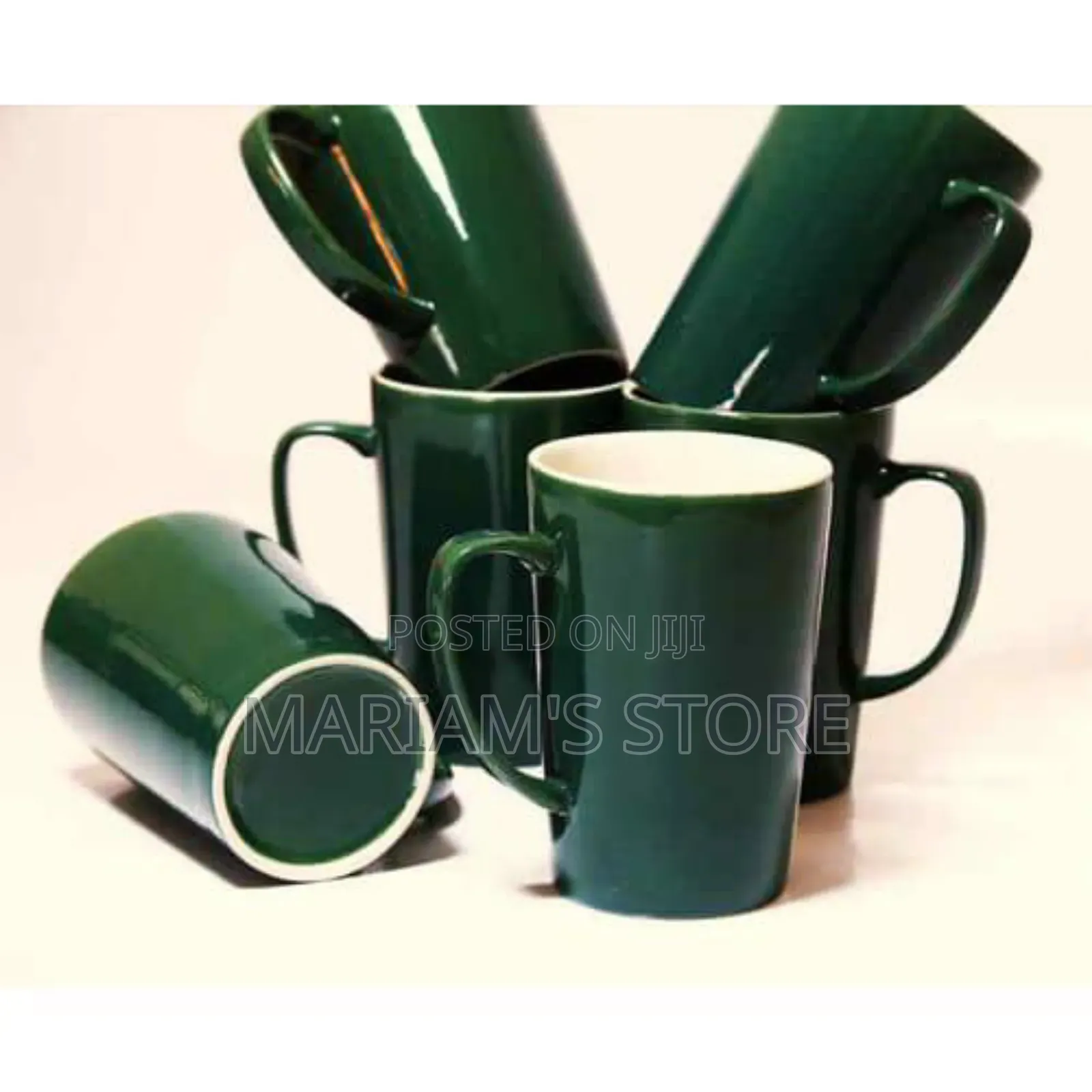 Setof 6 Dark Green Ceramic Cups