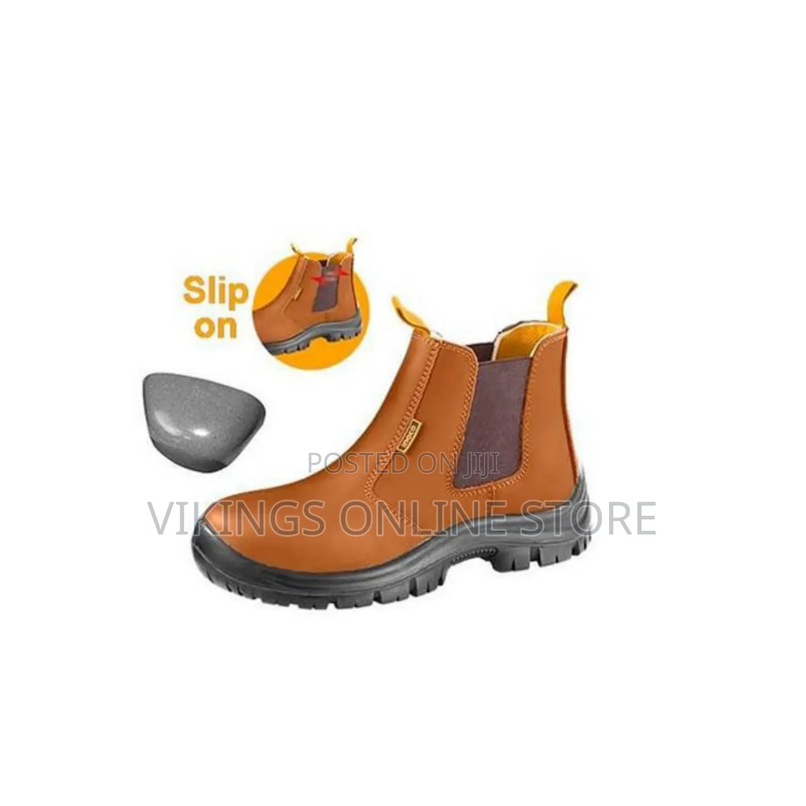 Ingco Slip on Safety Boots - Brown / Grey
