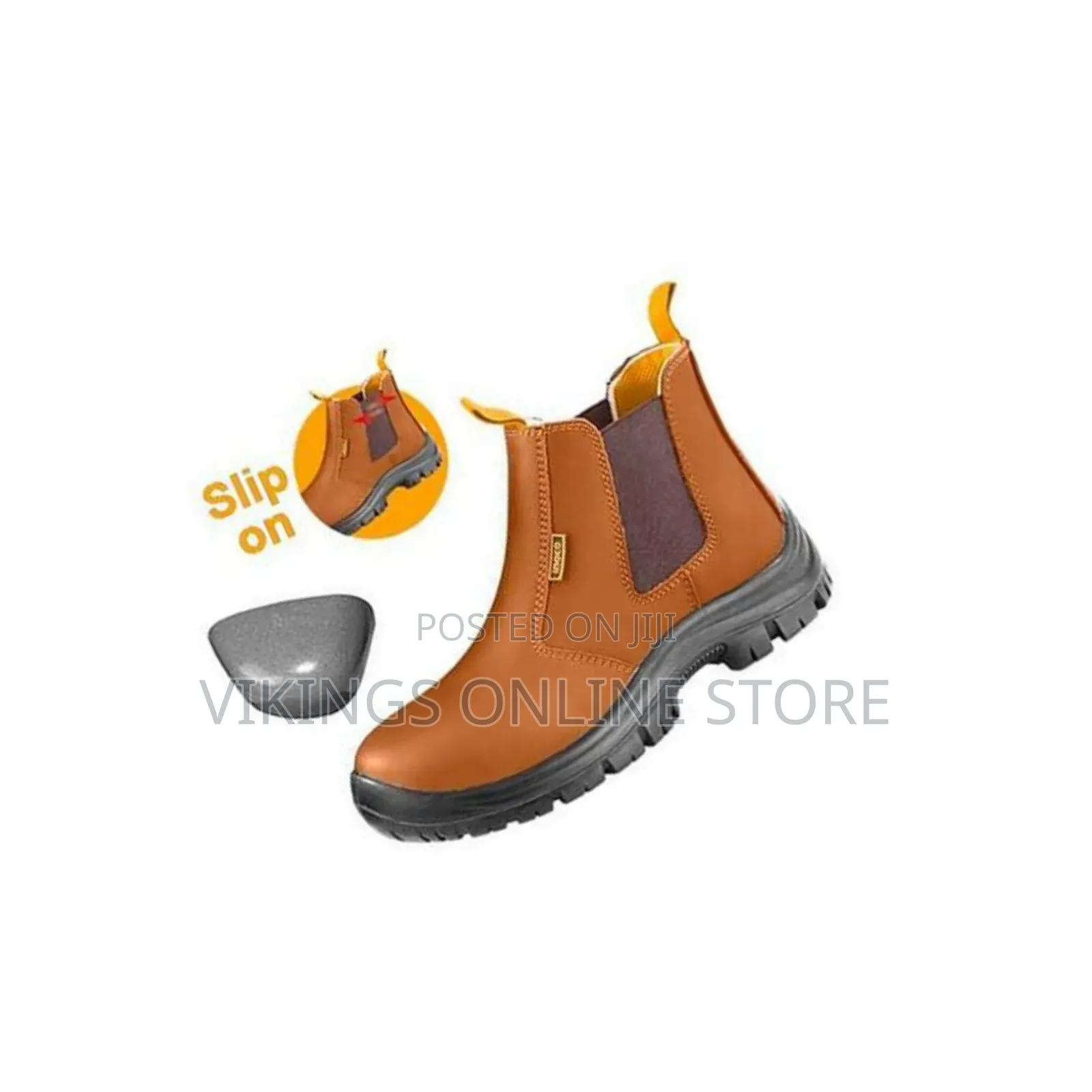 Ingco Slip on Safety Boots - Brown / Grey