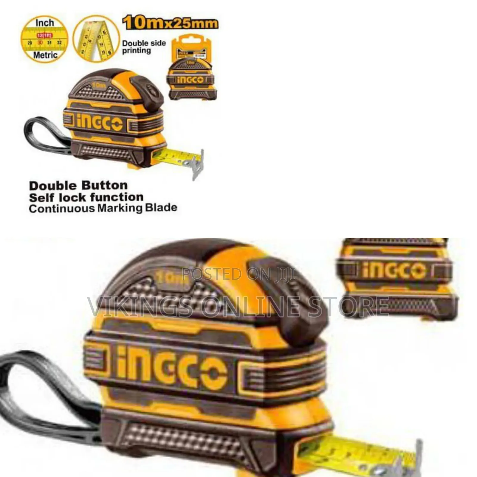 Ingco Steel Measuring Tape - Orange