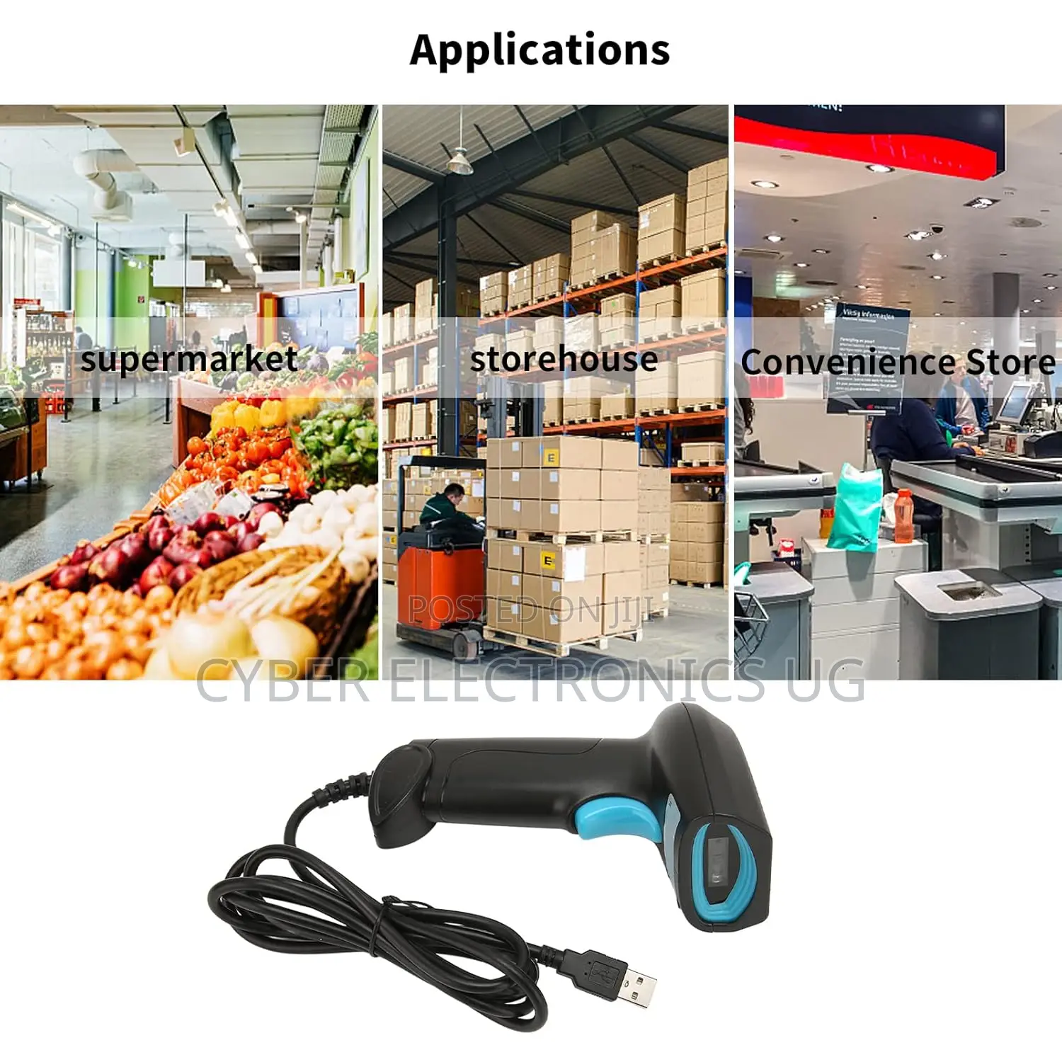 Handheld 1d Barcode Scanner Fast Accurate Identification Wired