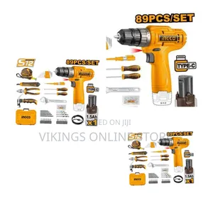 Ingco 12v Cordless Drill With 89-Piece Tool Bag (Hkthp10891)