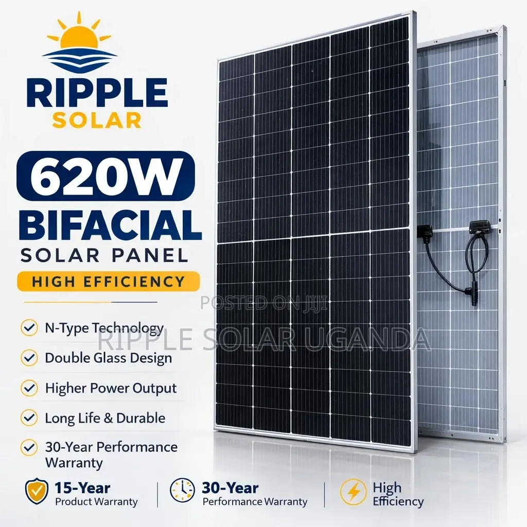 620w Bifacial Solar Panel Double Glass High Efficiency Kampala