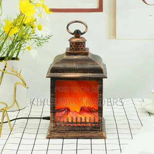 Vintage Flameless Fireplace Lamp Decor With Hanging Ring