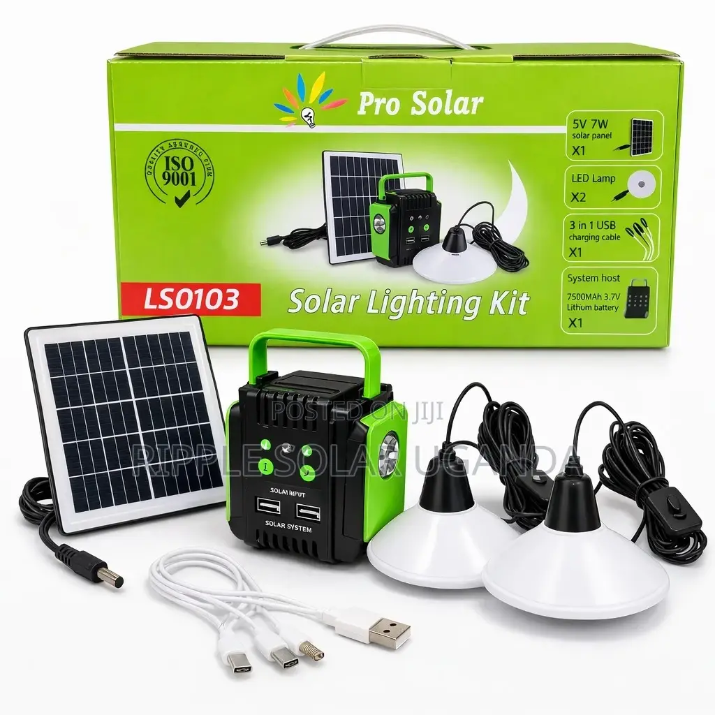 6w Portable Solar Lighting Kit With Phone Charging Battery Backup