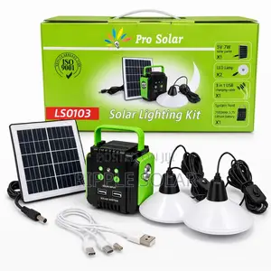 6w Portable Solar Lighting Kit With Phone Charging Battery Backup