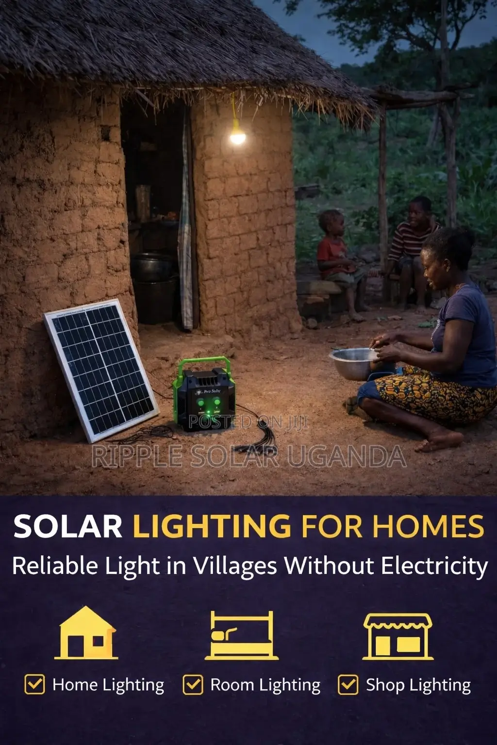 6w Portable Solar Lighting Kit With Phone Charging Battery Backup
