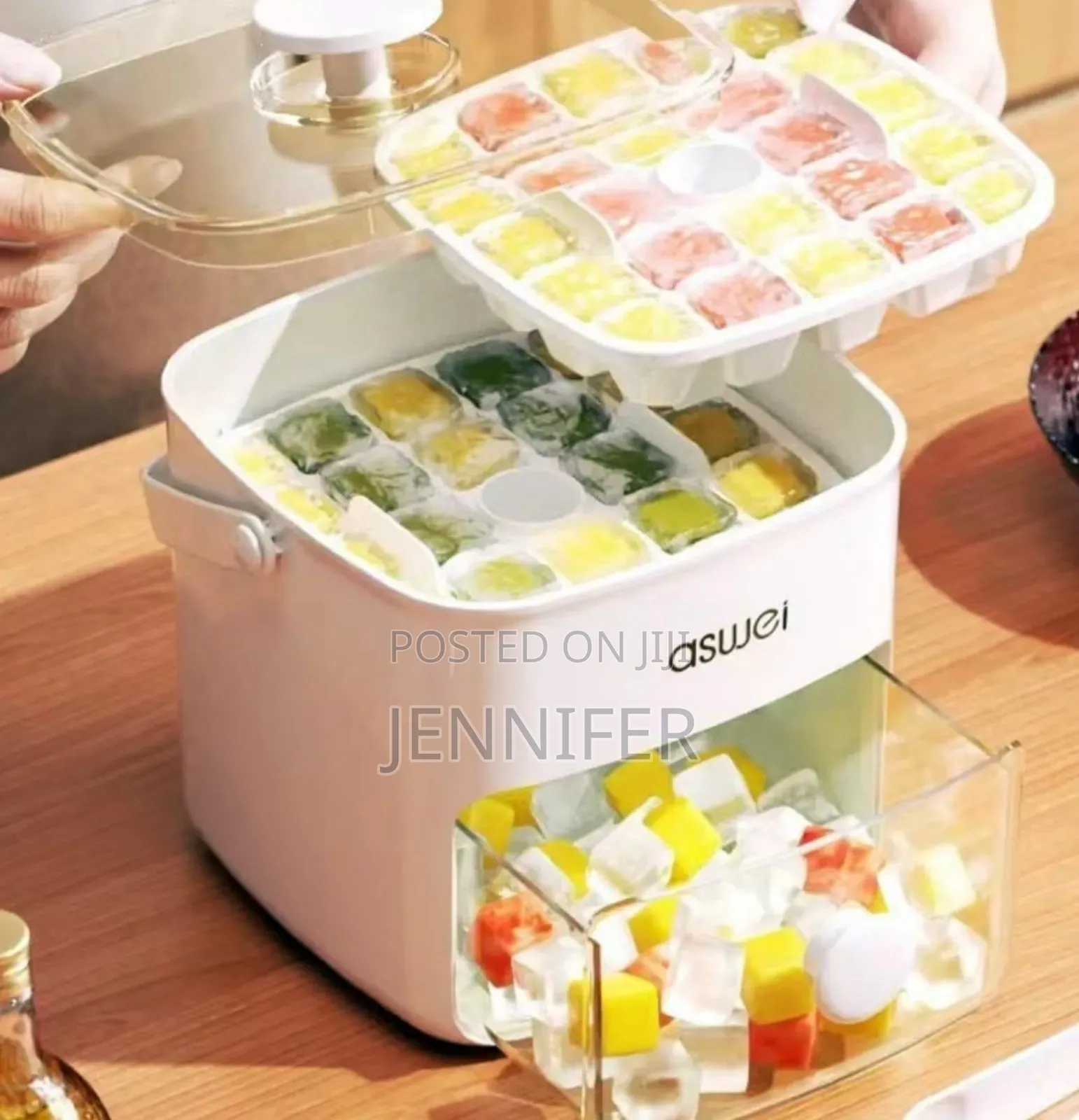 Aswei Portable Ice Cube Maker and Storage Box