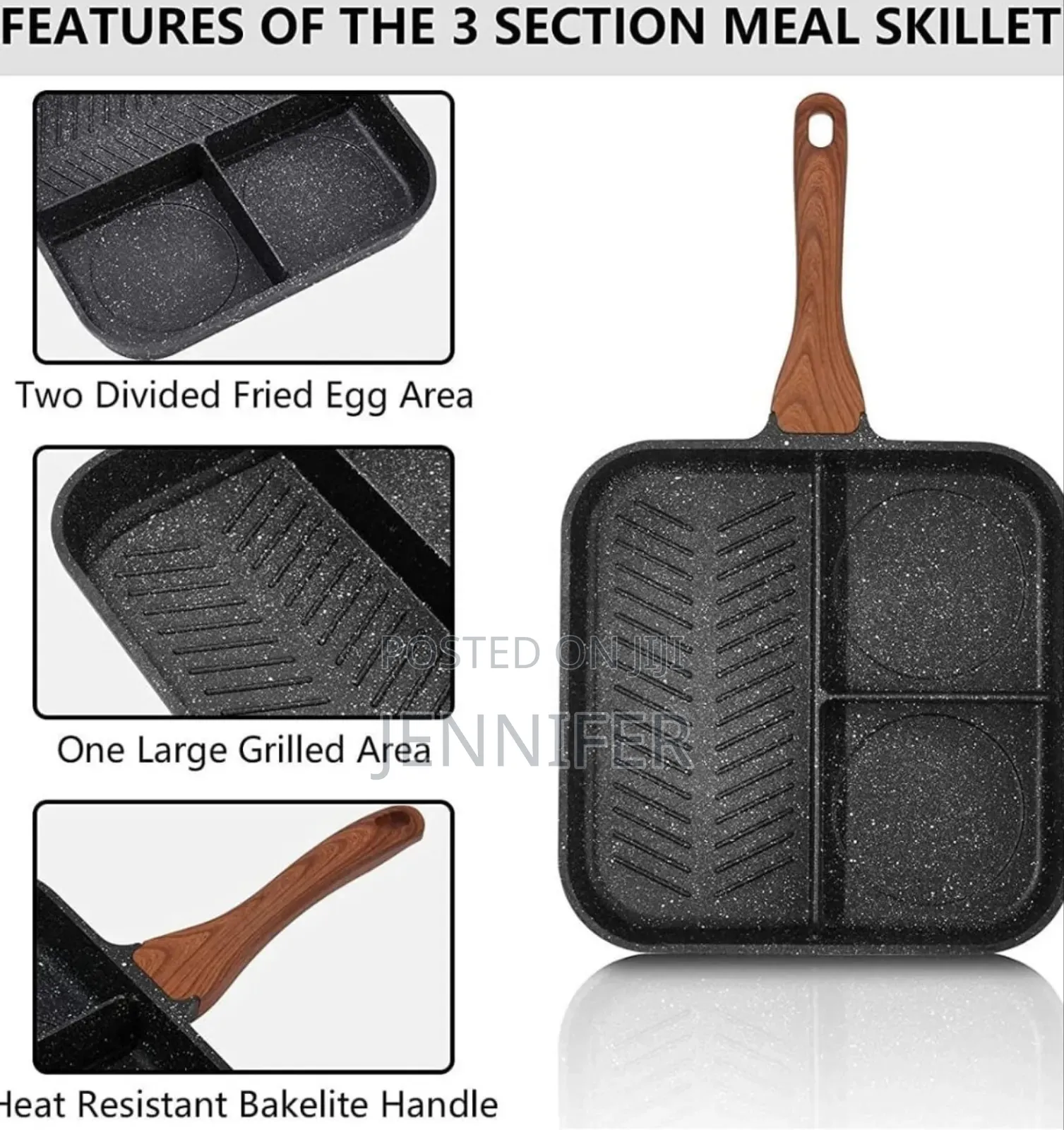 3-in-1 Aluminum Non-Stick Divided Breakfast Frying Pan