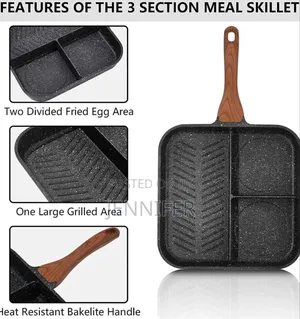3-in-1 Aluminum Non-Stick Divided Breakfast Frying Pan