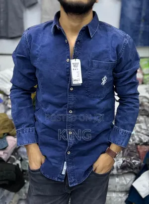 Single Pocket Mens Denim Shirt
