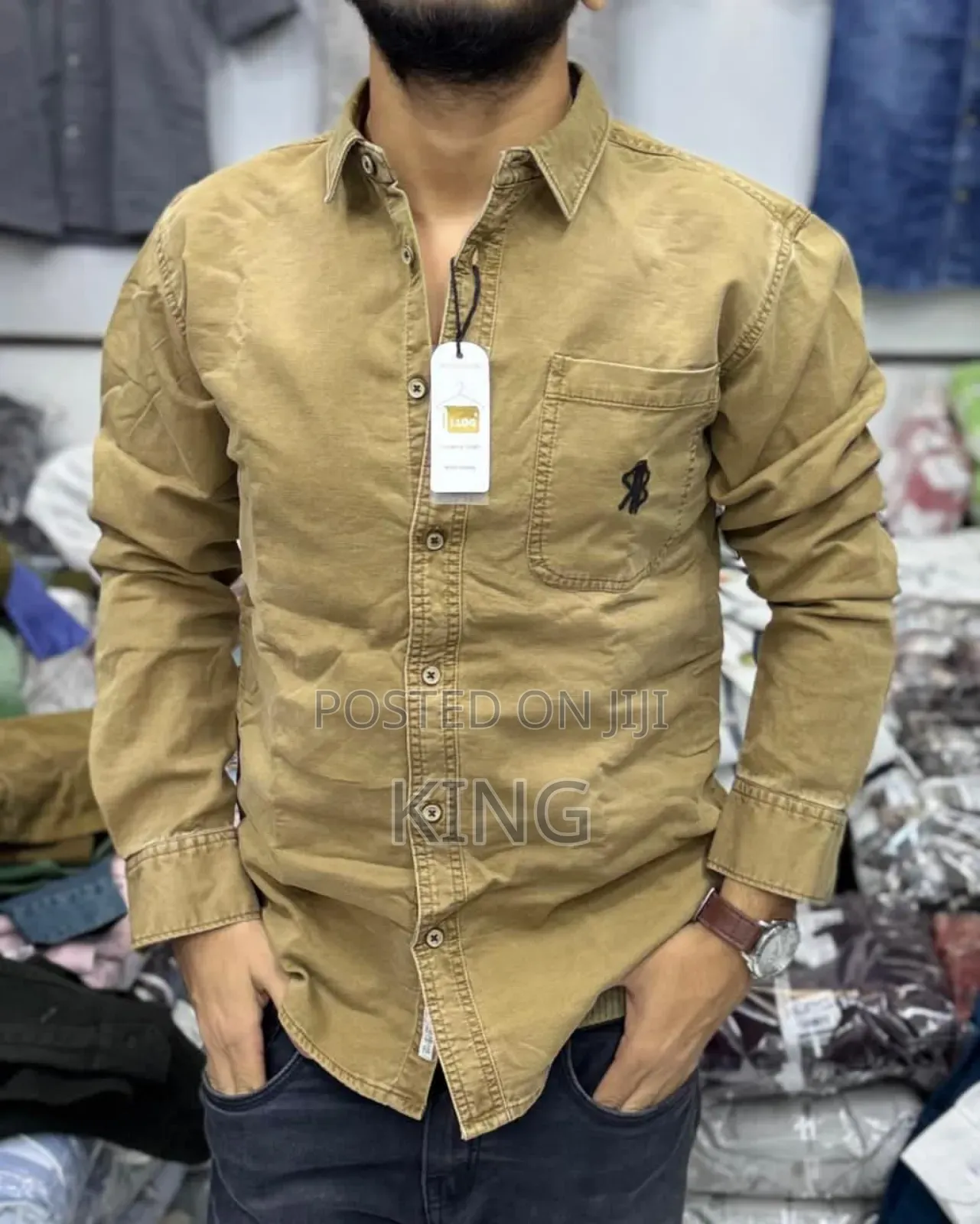 Single Pocket Mens Denim Shirt