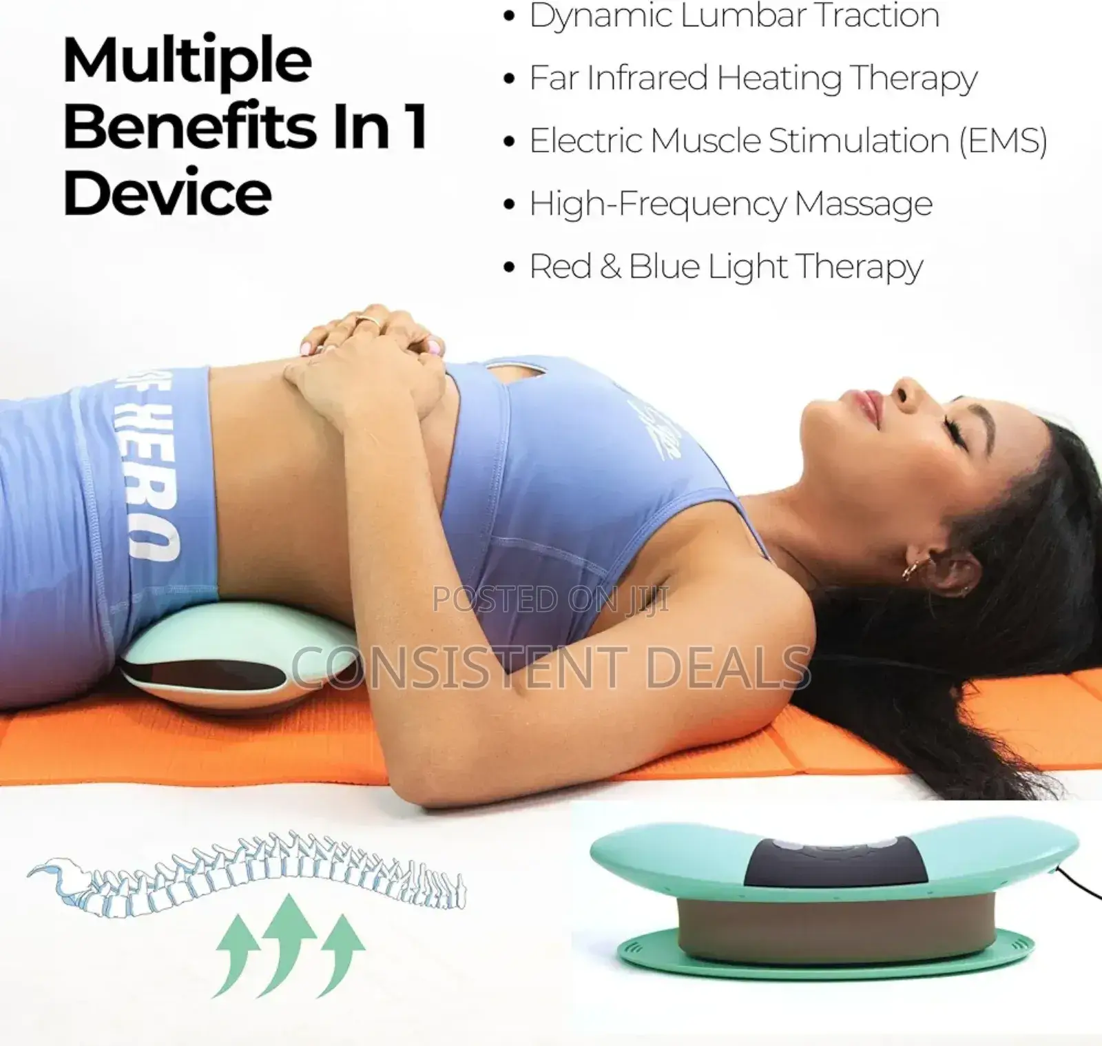 Wireless Electric Lumbar Traction Device, Red & Blue Light Therapy