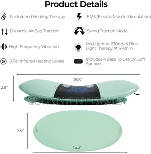 Wireless Electric Lumbar Traction Device, Red & Blue Light Therapy