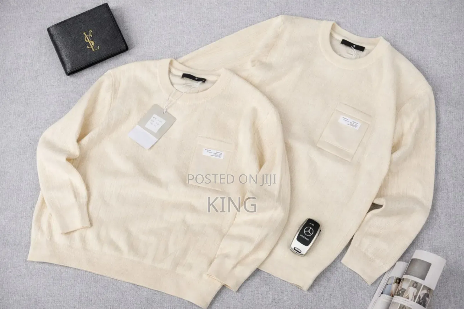 Neutral-Colored Crew Neck Sweater
