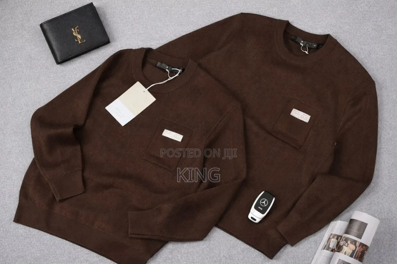 Neutral-Colored Crew Neck Sweater