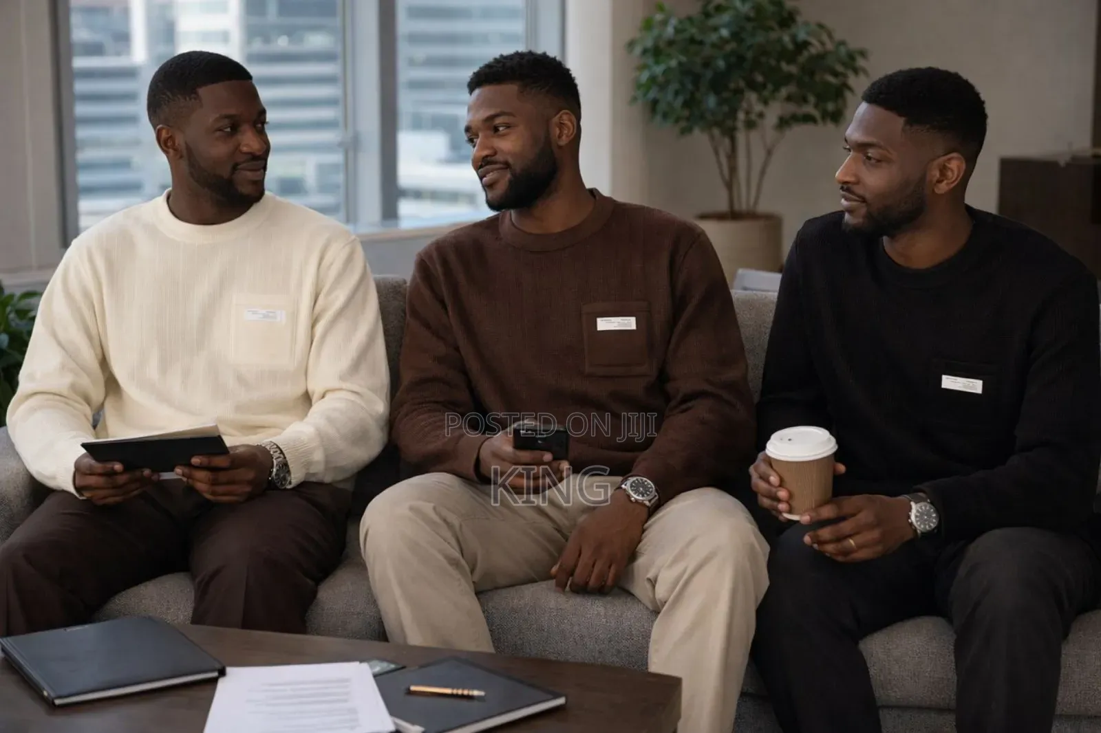 Neutral-Colored Crew Neck Sweater