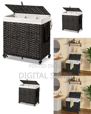Woven Rolling Laundry Hamper With Removable Liner