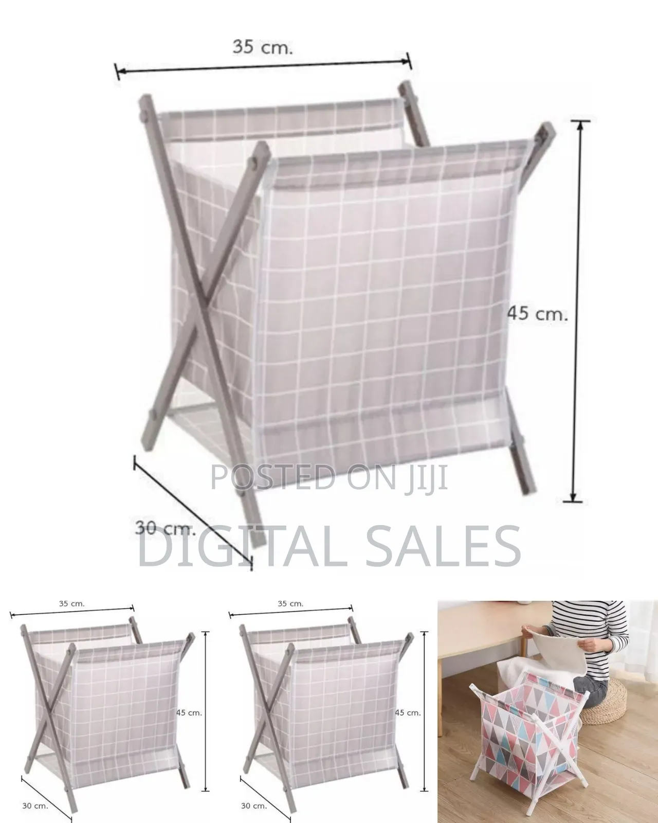 Foldable Laundry Hamper / Storage Basket With Geometric Pattern .