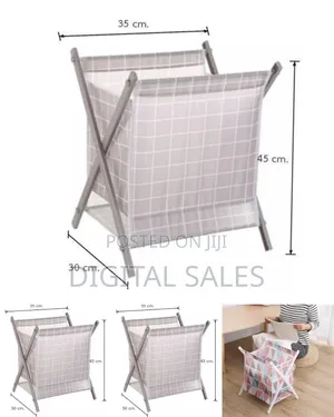 Foldable Laundry Hamper / Storage Basket With Geometric Pattern .