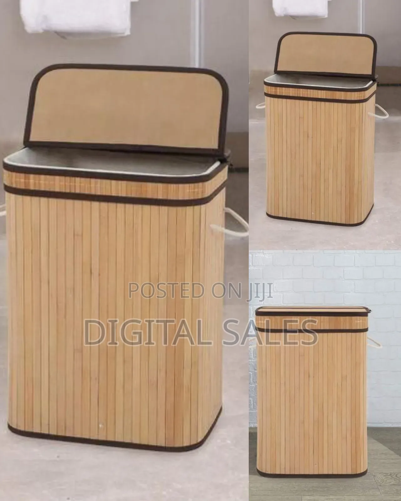 Natural Bamboo Laundry Hamper With Integrated Lid