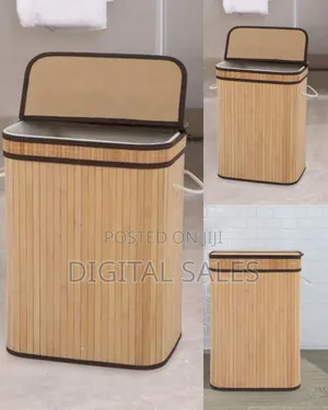 Natural Bamboo Laundry Hamper With Integrated Lid