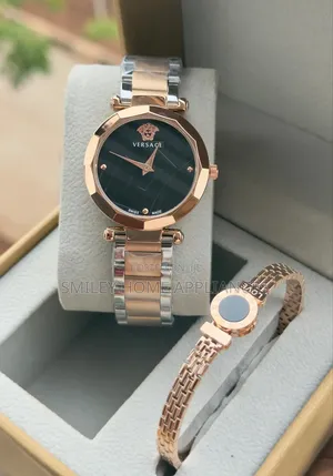 Rose Gold Ladies Authentic Versace Wrist Time Piece Giftbox Bracelet