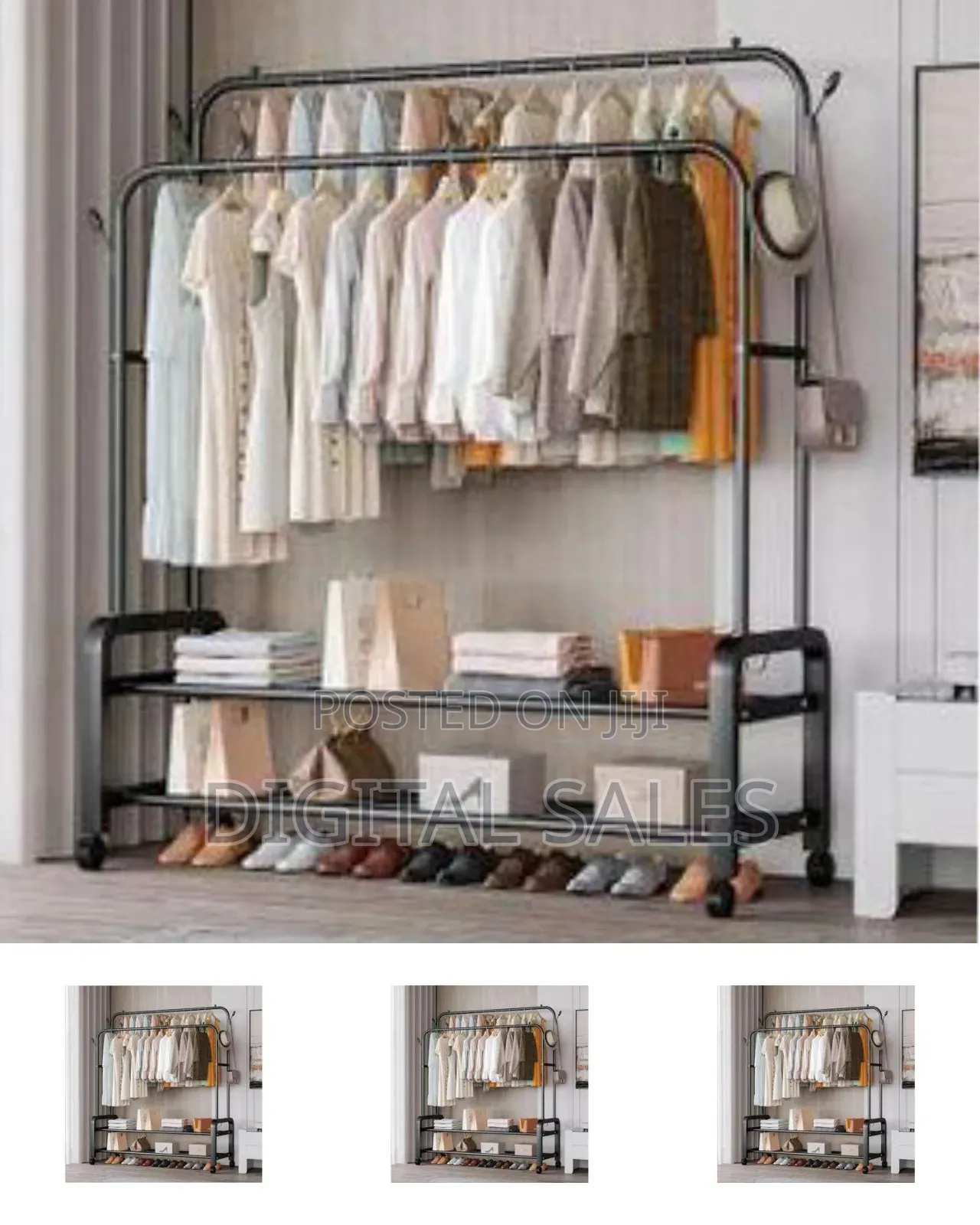 Carbon Steel Double Pole Clothes Rack