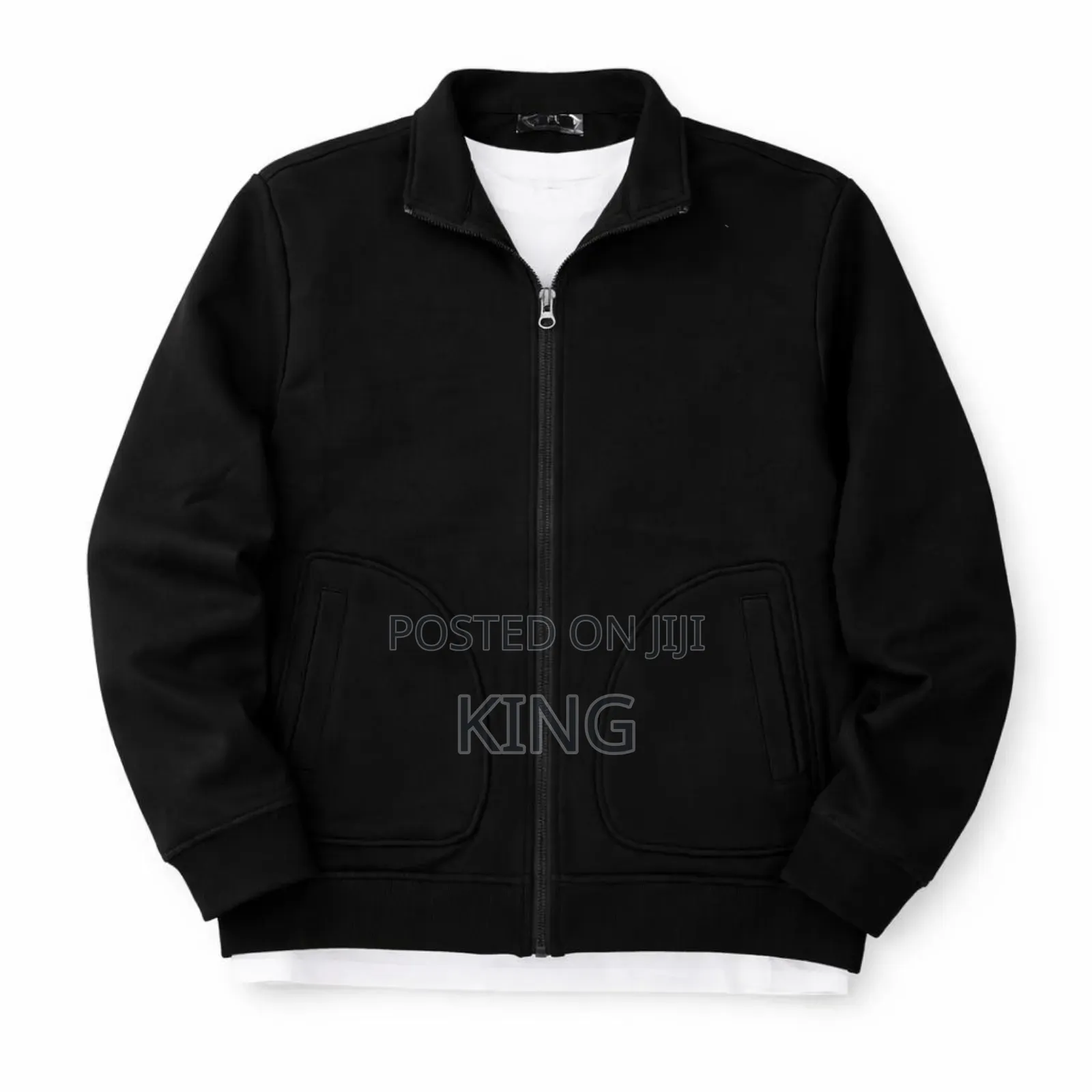 Down Zipper Unisex Black Sweater