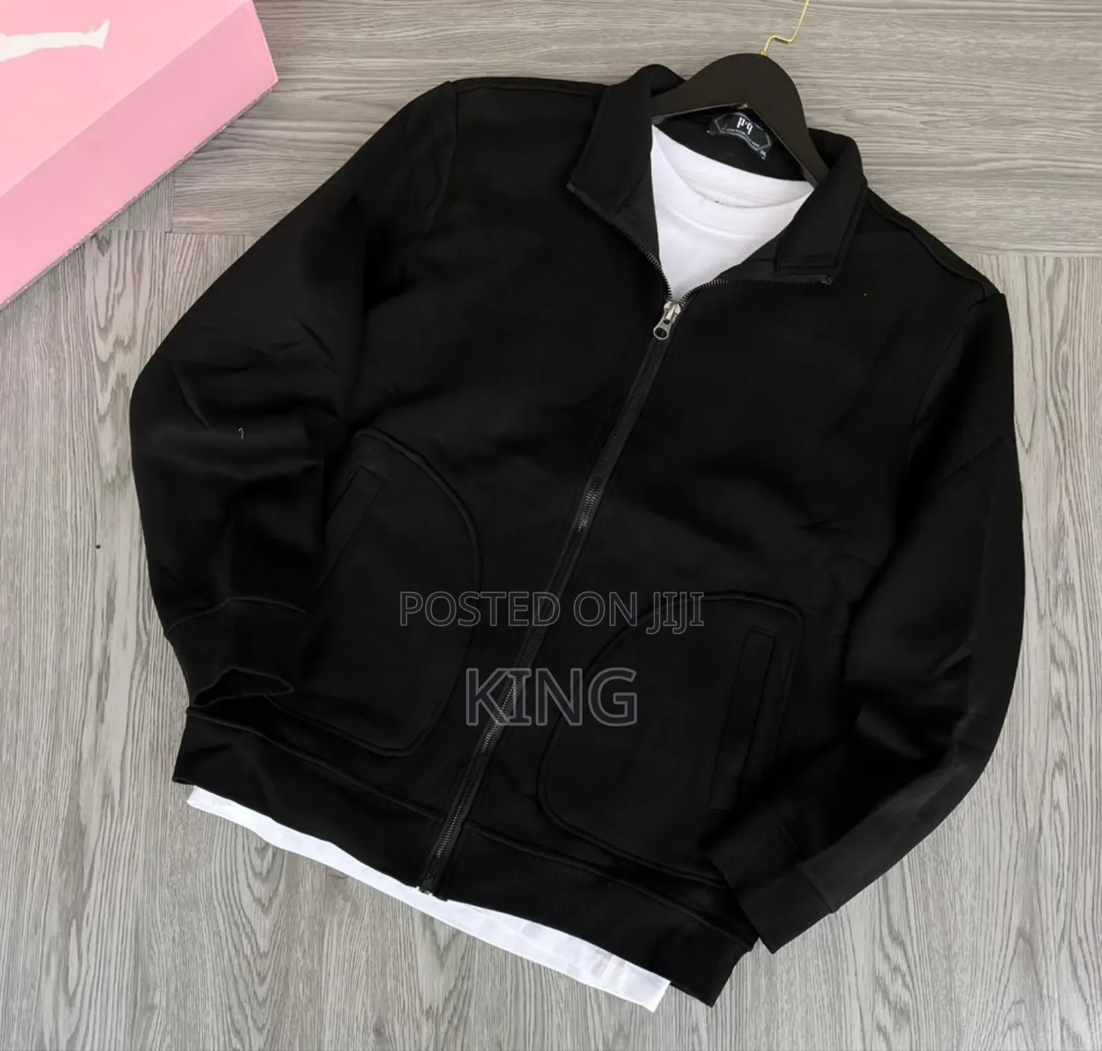 Down Zipper Unisex Black Sweater