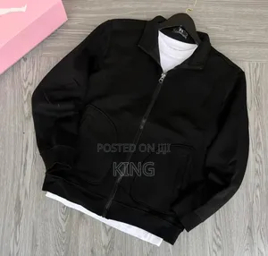 Down Zipper Unisex Black Sweater