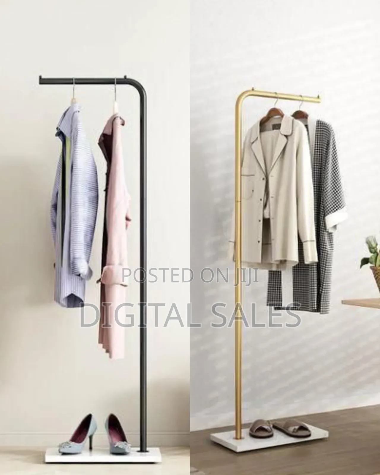 Freestanding Modern Garment Rack With Storage Base