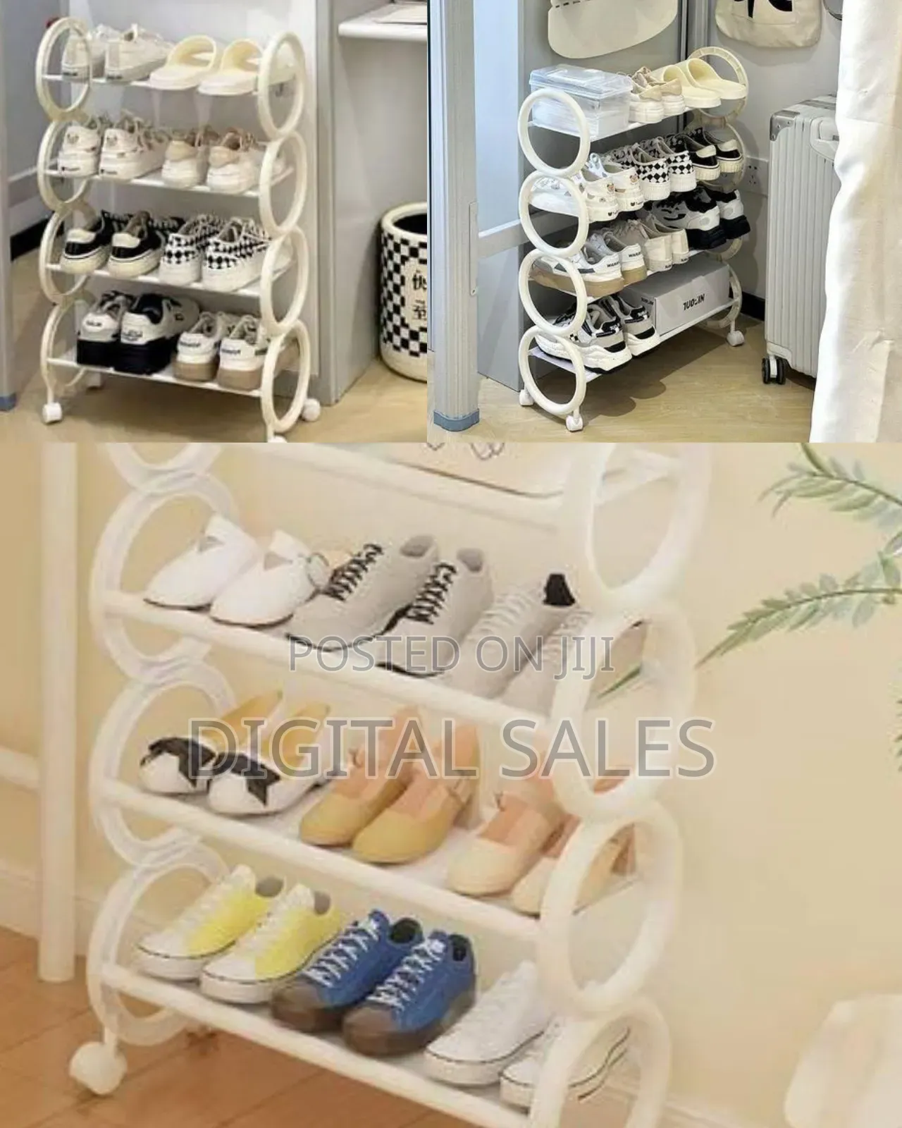 4-Tier Portable Rolling Shoe Rack Organizer