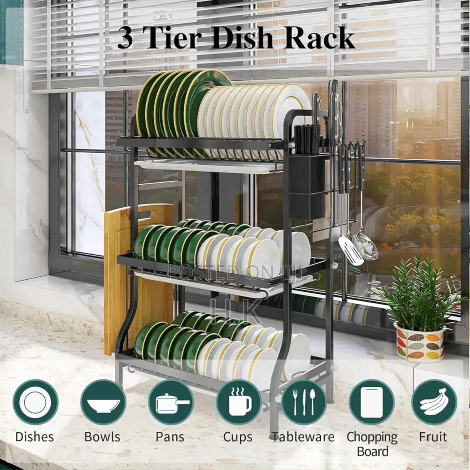 Large Capacity Dish Drainer for Plates Bowls Cups