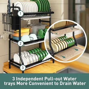 Large Capacity Dish Drainer for Plates Bowls Cups