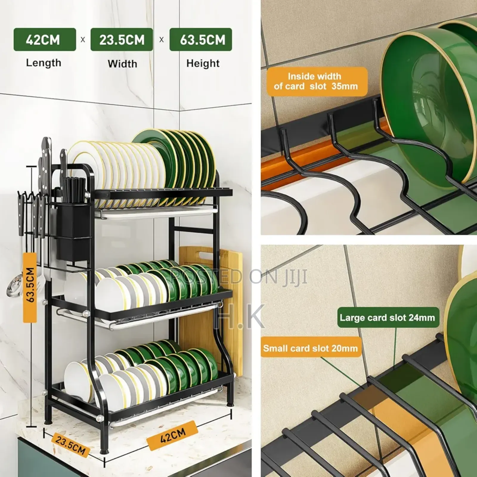 Large Capacity Dish Drainer for Plates Bowls Cups