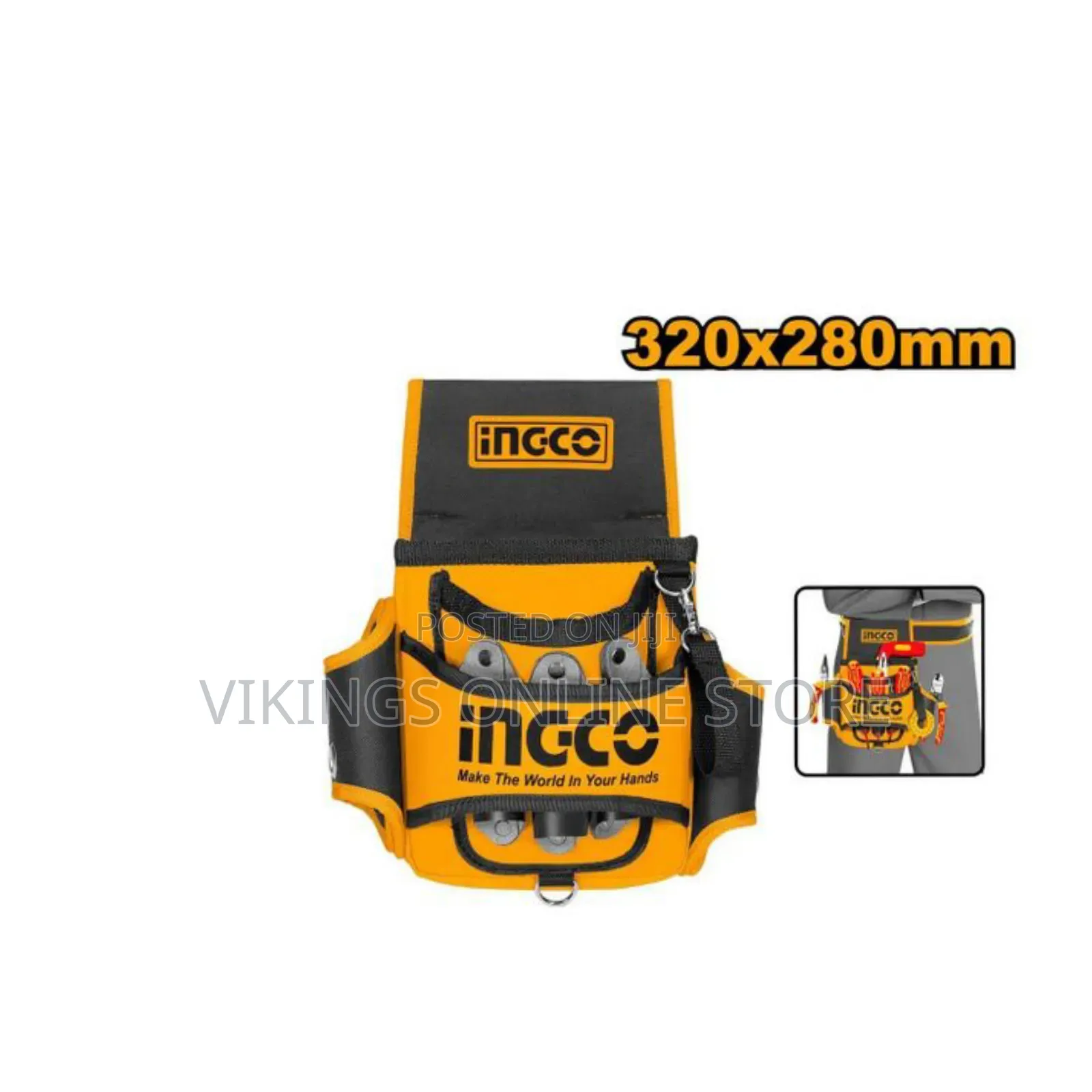 Ingco Tool Bag 320x280mm Multi-Functional Waist Pocket Hand Tool