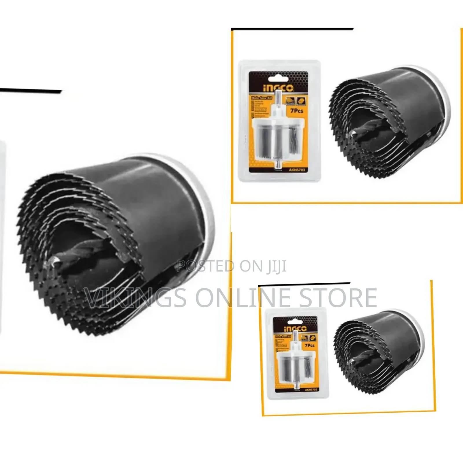 Ingco Hole Saw Set ( 07pcs Set) for Wooden, Plastic, Fiber Sheet