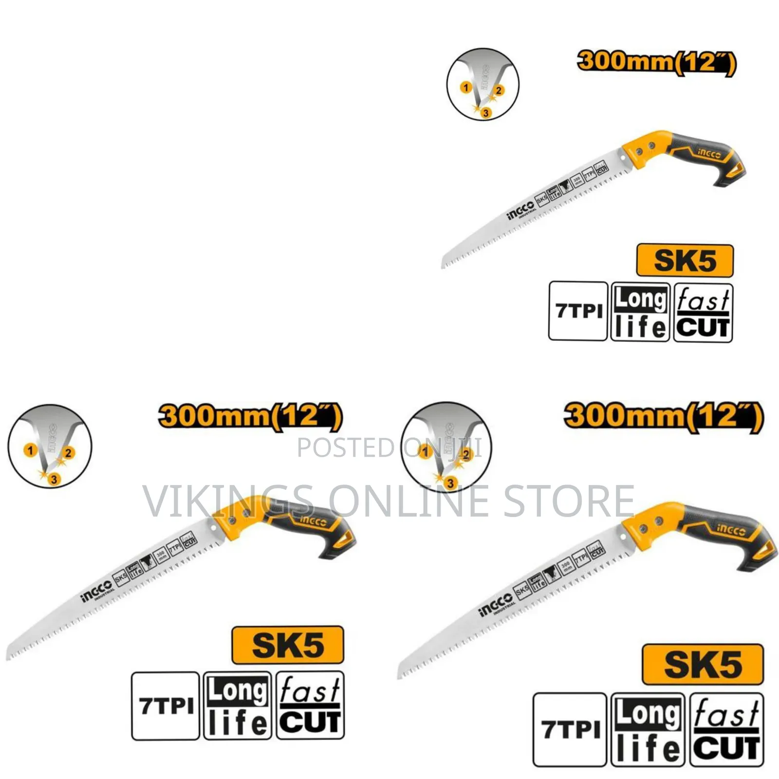 Ingco Hps3008: 12-Inch Pruning Saw - Taiwan Sk5 Material, 7tpi
